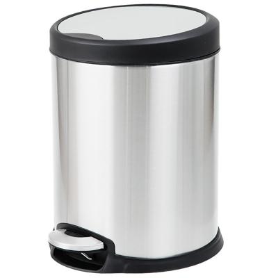 China Pressing Type Hot Sale 5L Stainless Steel Trash Can Anti-fingerprint Kitchen Trash Can Stainless Steel Bathroom Pedal Trash Can With Inner Bucket for sale