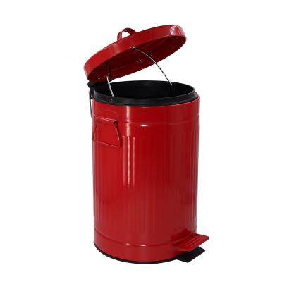 China Pressing Type 12L Good Price Office Waste Bin With Pedal Kitchen Pedal Bin With Red Powder Coating Bucket Kitchen Trash Can for sale