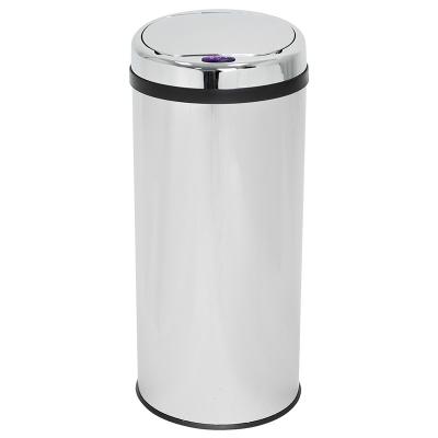 China 40L Stainless Steel Sustainable Round Sensor Trash Bin Stainless Steel Kitchen Sensor Trash Can Smart Indoor Large Trash Can for sale