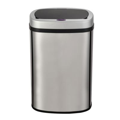 China Hot Selling 50L Stainless Steel Sensor Trash Can Auto Kitchen Fingerprint Proof Auto Kitchen Amazon Automatic Trash Can Saving for sale