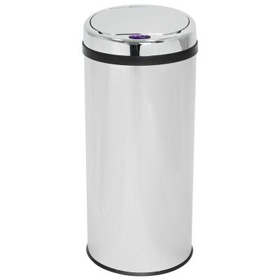 China Large Round Sensor Stainless Steel Kitchen Trash Bin Indoor Automatic 40L Power Saving Trash Can Sustainable Smart Sensor Trash Can for sale