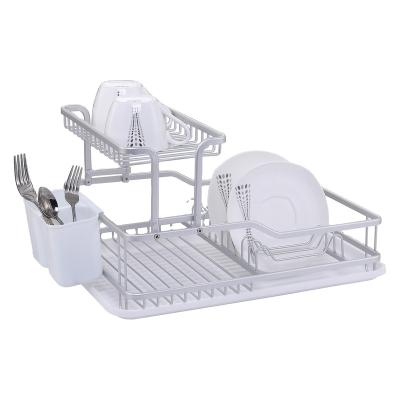 China Modern 2 Tier Dish Rack Dish Rack Large Kitchen Aluminum Dish Rack for sale