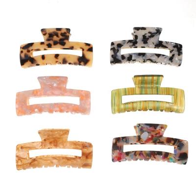 China Fashion 8cm Big Large Rectangle Leopard Scale Hair Claw Marble Jaw Claw Purple Giant Clips Accessories for sale