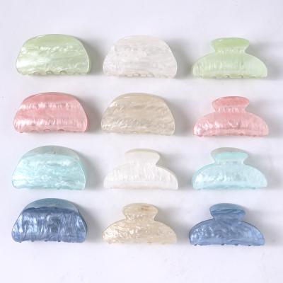 China Fashion Customize Large Hair Circle Arch Hair Clip Claws Semi Acrylic Marble Look Hair Claw Custom Stone for sale