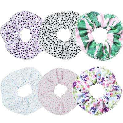 China Smart Large 16cm Water Absorption Plush Stitch Casual Fuzzy Flower Printed Scrunchy Jumbo Scrunchies XXL Oversized Microfiber Huge Fluffy Towel for sale