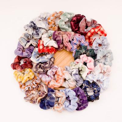 China Fashion wholesale XL fabric gingham hair ties stripe hair scrunchy plaid for girls for sale