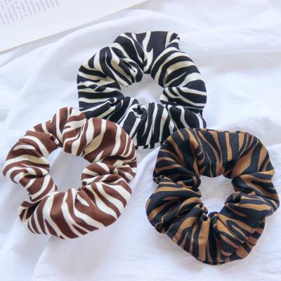 China New fashion fall winter wholesale personalized hair band zebra print thick warm soft printed hair scrunchies for sale