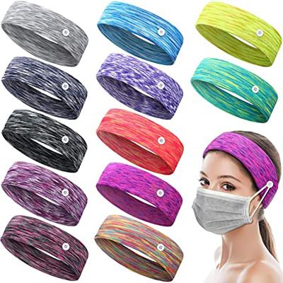 China Bulk Smart Casual Sets Hearing Protection Strips Nylon Soft Elastic Nurse Headbands With Buttons Headband Yoga Sports Speech Workout for sale