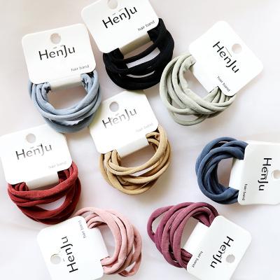 China Women's Smart Casual 6 Kids Gently Stretch Ring Rope Baby Microfiber Towel Cotton Nylon Elastic Hair Bands Creaseless Seamless Hair Ties for sale