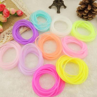 China Fluorescent Neon Rope Ring Rubber Silicone Hair Ties 5.5CM Glow Bracelet Women Girls Elastic Smart Casual 3MM Thick Hair Band for sale