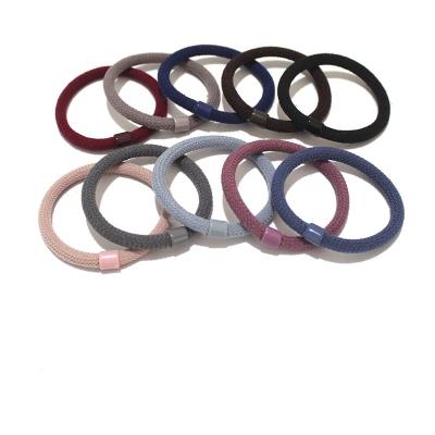 China Korean Smart Casual Thick Strong Stretch Ring Hair Tie Women Kids Girl Hair Accessories Bead Nylon Elastic Hair Band Ties for sale