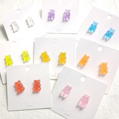 China S925 Charm S925 Jewelry Baby Cute Clear Silvery Cute Teddy Bear Girls Women Girls Women Girls Candy Gummy Bear Stud Earring Back Earrings for sale