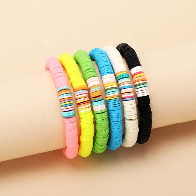 China Pastel Men Clay Disc Bracelet For Women Bead White Summer Beach BOHEMIA Bohemian Rope Bracelets Heishi Polymer Soft Vinyl for sale