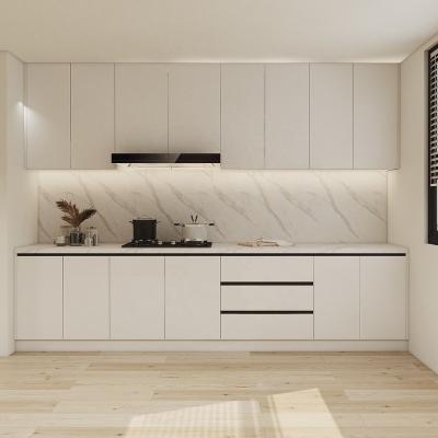 China 2022 Sales New Design Modern Modular Warm White Wooden Laminate Cupboard Kitchen Full Customized Made Sideboard for sale