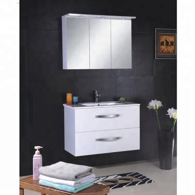 China Wholesale Wall Hung American Mirrored Bathroom Vanity Single Series PVC Resin Cabinet Modern Mirror MDF Modern Sink for sale