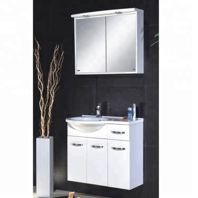 China Modern Bathroom Furniture MDF Single Sink Wash Basin Mirrored Modern Wash Basin Cabinet PVC Bathroom Vanity for sale