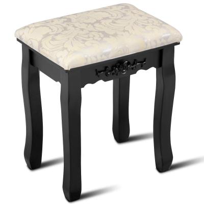 China Modern Black Color Vanity Stools Cushion Seat Wooden Dressing Table Stool for sale