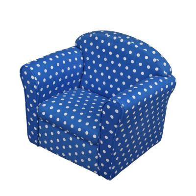 China Solid Wood Blue Fabric With White Spots Kids Sofa Kids Armchair Sofa Stool for sale