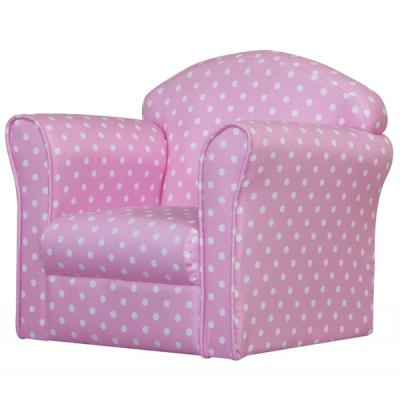 China Solid Wood Blush Pink With White Spots Children's Chair Upholstered Seat Kids Sofa Kids for sale