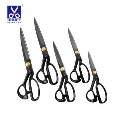 China Black Coating Stainless Steel Full Steel Heavy Duty Cloth Cutting Scissors Tailor Scissor for sale