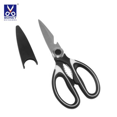 China Hot Selling Amazon Universal Cutting Stainless Steel Kitchen Super Sharp Cutting Scissors With Cover for sale