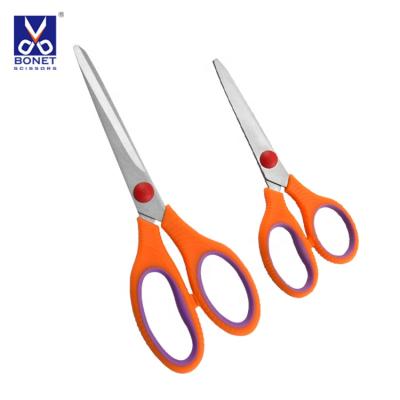 China 2cr13 Stainless Steel Craft Handle School Household Cutting Heavy Home Use Soft Handle Plastic Scissors for sale