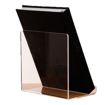 China Eco-friendly New Design Blank Page Stand Desk Organizer Bookends High Clear Acrylic Transparent Acrylic Book Holder for sale