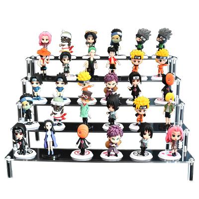 China Showing Goods Wholesale Custom 3 Tier Clear Plexiglass Sheet Pmma Perspex Acrylic Rack Acrylic Display Racks For Dolls Figures Display for sale