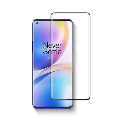 China Mobile Phone Wholesales Silk Clear High 3D Rouned Edge Frame Screen Tempered Glass Protector for oneplus 8 pro for sale