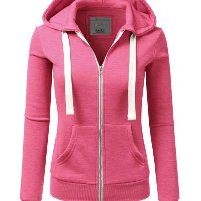 China Anti-Wrinkle Factory Custom Women's Long Sleeve Zip Up Hoodie Color Clamshell Base Casual Hooded Sweatshirt for sale