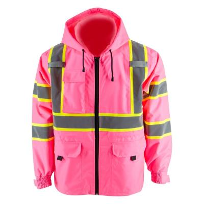 China Blue Blazer Windproof High Reflective Slim Windproof Safety Raincoat Visibility Jacket Taffeta Work Protective Wear for sale