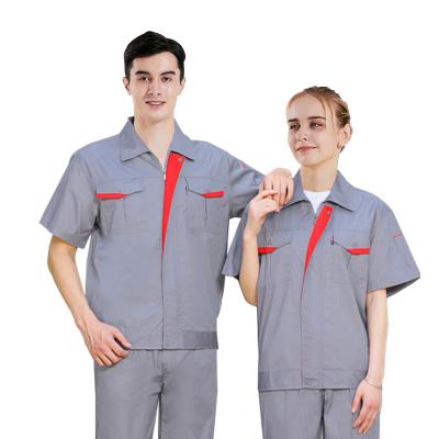 China Customed Men Women Breathable Short Sleeve Cotton Work Uniform Anti Static Safty Workwear for sale