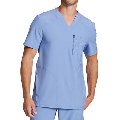 China Scrubs Suit Hospital Nursing Uniforms Set Men's V-Neckline V-neck Sleeveless Short Sleeve Doctor Nurse Spa for sale