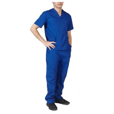 China Men Spa Short Sleeve Stretch Sleeve Medical Nurse Scrubs Suit Set Hospital Uniforms for sale