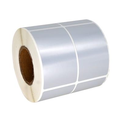 China Waterproof 40mmx70mmx600 Pcs Roll Blank Printable Self Adhesive Silver Heat Transfer Polyester PET Label Sticker for sale