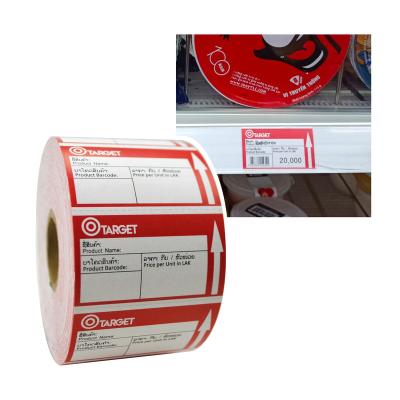 China Custom Printing Thermal Label Roll Shelf Papercard Thermal Price Tag For Supermarket Label for sale