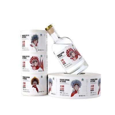 China Waterproof Customized Wine Bottle Adhesive Label Stickers Full Color Printing Rolls for sale