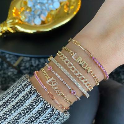 China SY 18K Gold Ladies Cubic Zirconia Tennis Bracelet Women Casual/Sport Girls Fashion Box Hand Chain Bracelets Jewelry Bangles for sale