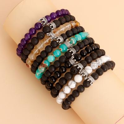 China Valentine's Day SY volcanic stone bracelet magnet casual/sporty beaded agate couple set bracelet factory wholesale for sale