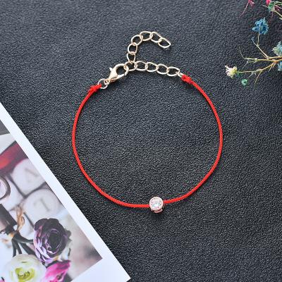 China SY Bracelet Casual/Sporting Red Tibetan Buddhist Hand - Yoga Lucky Zircon Red Rope Woven Red Knot Bracelet for sale