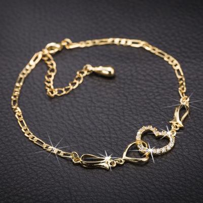 China FASHIONABLE SY 2022 new ambient couple fashion double bracelet alloy hollow heart anklet chain friendly heart fishing accessory for sale