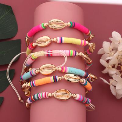 China Colorful Soft Clay Shell Anklet Fashion New Design Boho Bohemian Summer Beach Anklet Foot Jewelry for sale