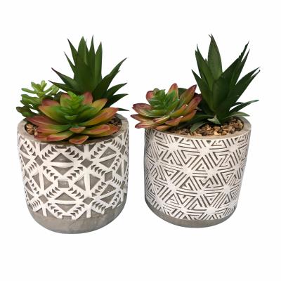 China Modern Indoor /Home /Garden Cement Flower Pot With Artificial Plants for sale