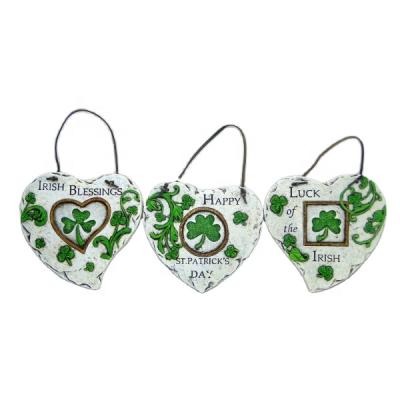 China St Patrick's Day decor. Cement St. Patrick's Day Heart Shape Hanging Plaque Decorations for sale