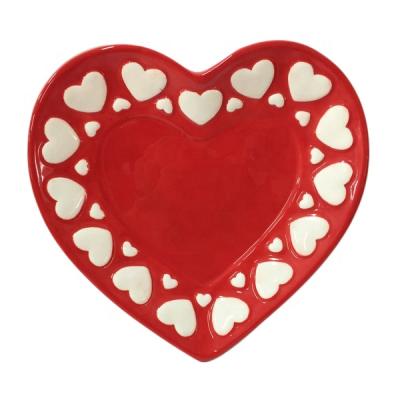 China Sustainable Heart Shape Valentine's Day Ceramic Dishes/Ceramic Tableware/Dinner Dish for sale