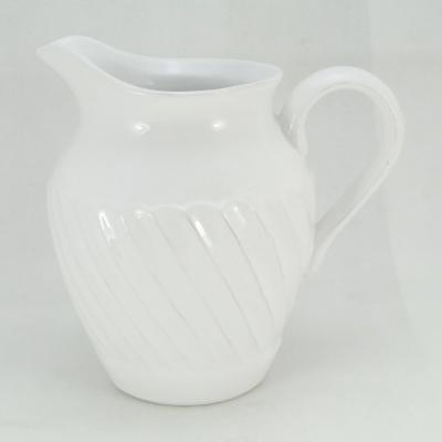 China Minimalist White Glazed Indoor Ceramic Jug Vase Pitcher Vase For Flowers for sale