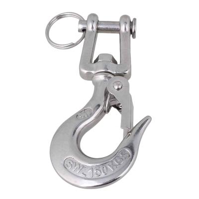 China American Type Heavy Industry Silver 304 Stainless Steel Heavy Industry Swivel-Eye Lifting Trigger Snap Tone Hook With Loading Capacity 150KG for sale