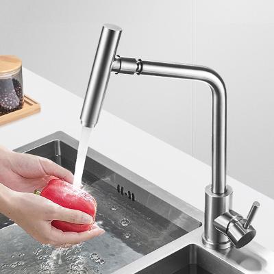 China Modern 360 Rotating Types Single Handle Faucet 304 Stainless Steel Kitchen Taps Hot And Cold Sink Mixer Tap With Sprayer for sale