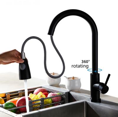 China Modern Hot Sale Kitchen Faucet With Shower Head Black Kitchen Sink Mixer Tap Pull Out Sink Faucet for sale