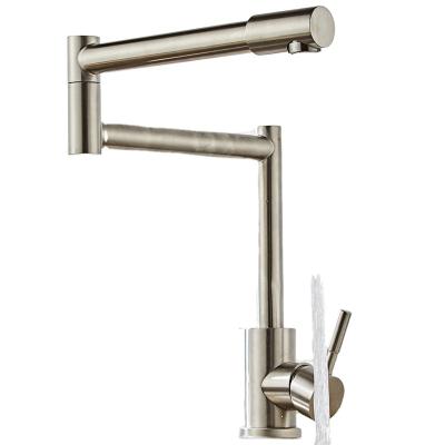 China Bending Rod Of Cold And Hot 720-Degree 304 Stainless Steel Kitchen Sink Faucet Contemporary Single Handle Brushed Mixer Taps for sale